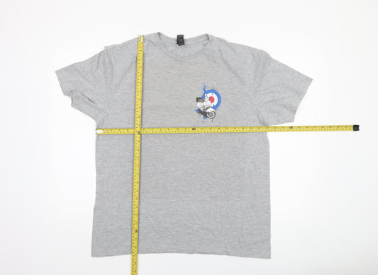 Gildan Men's Grey Graphic Motorcycle Retro Crew Neck T-Shirt Size L