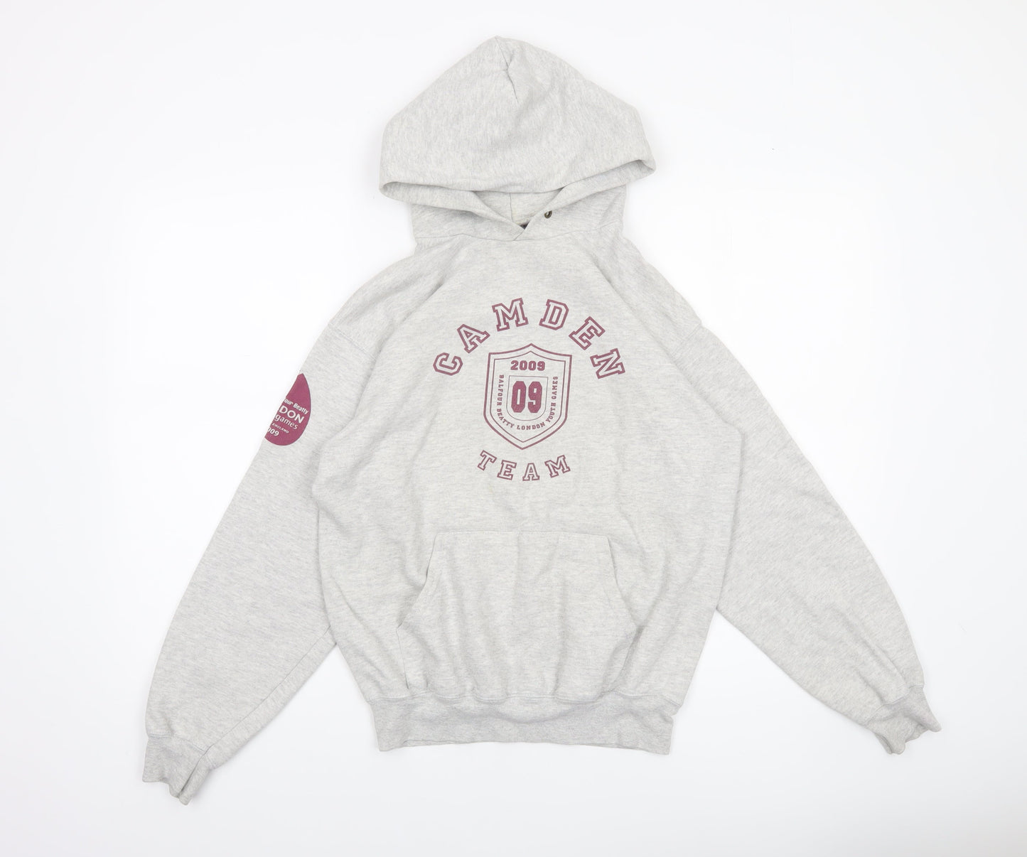 Fruit of the Loom Mens Grey S Pullover Hoodie Camden Team Graphic