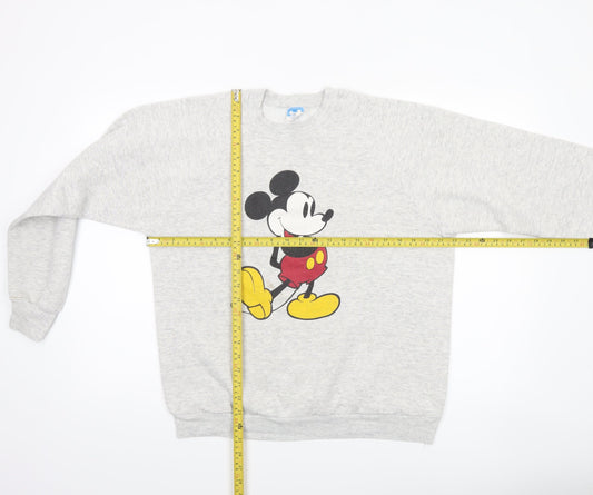 Disney Women Grey Mickey Mouse Pullover Sweatshirt XL Vintage Style