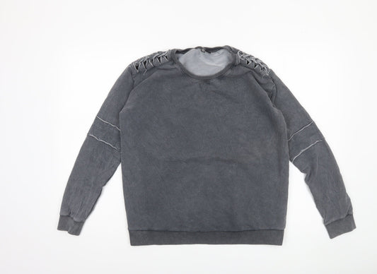 Mavi Womens Grey Crew Neck Pullover Sweatshirt Medium