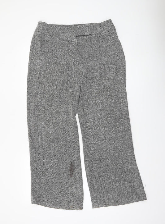 Next Petite Grey Herringbone Straight Trousers UK 14