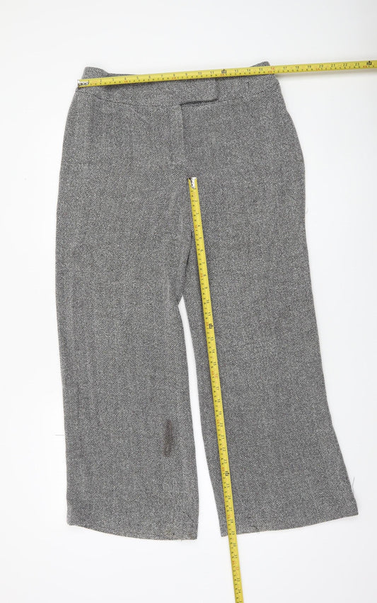 Next Petite Grey Herringbone Straight Trousers UK 14