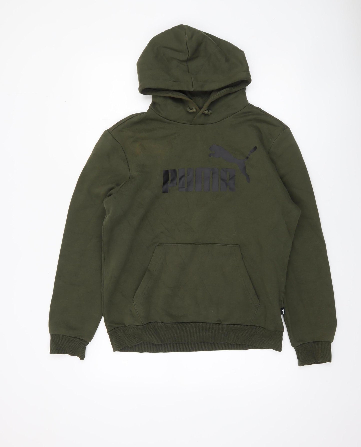 Mens UK S Regular PUMA Green Pullover Hoodie