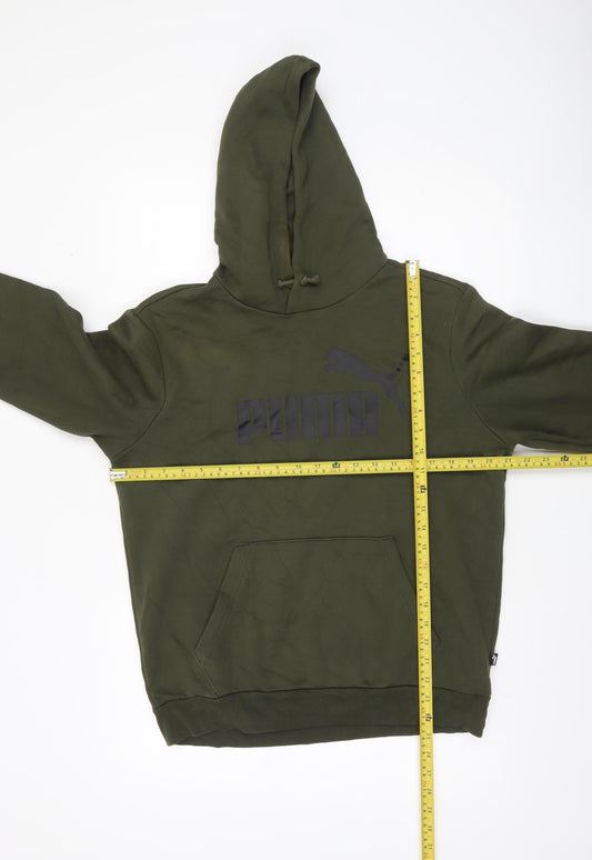 Mens UK S Regular PUMA Green Pullover Hoodie