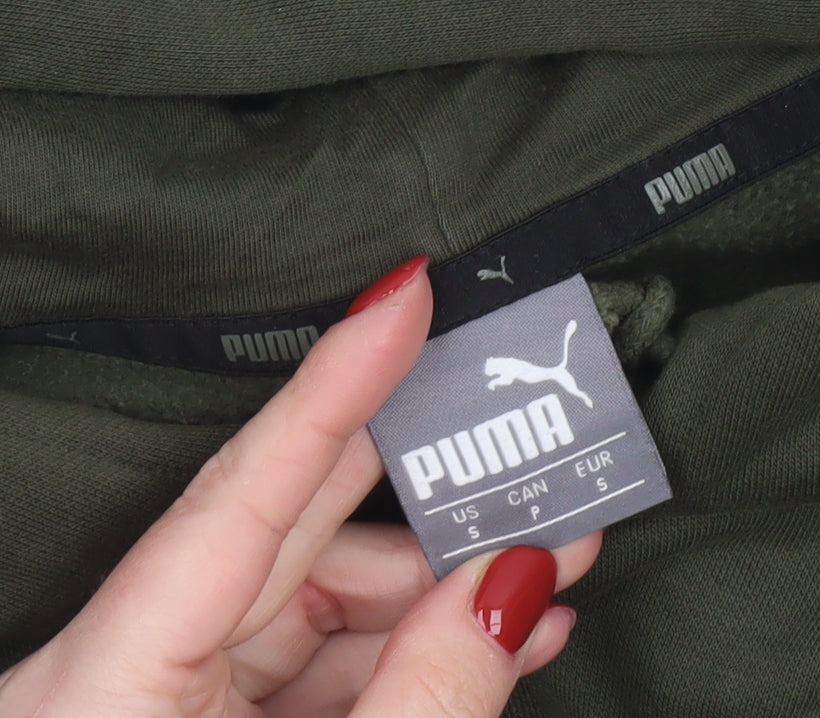 Mens UK S Regular PUMA Green Pullover Hoodie