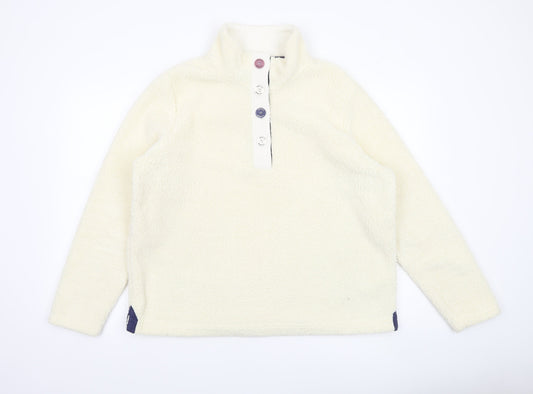 Arctic Storm Women Ivory Fleece Henley Sweatshirt L Warm Pullover