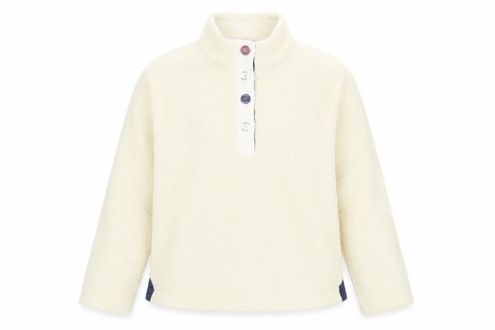 Arctic Storm Women Ivory Fleece Henley Sweatshirt L Warm Pullover