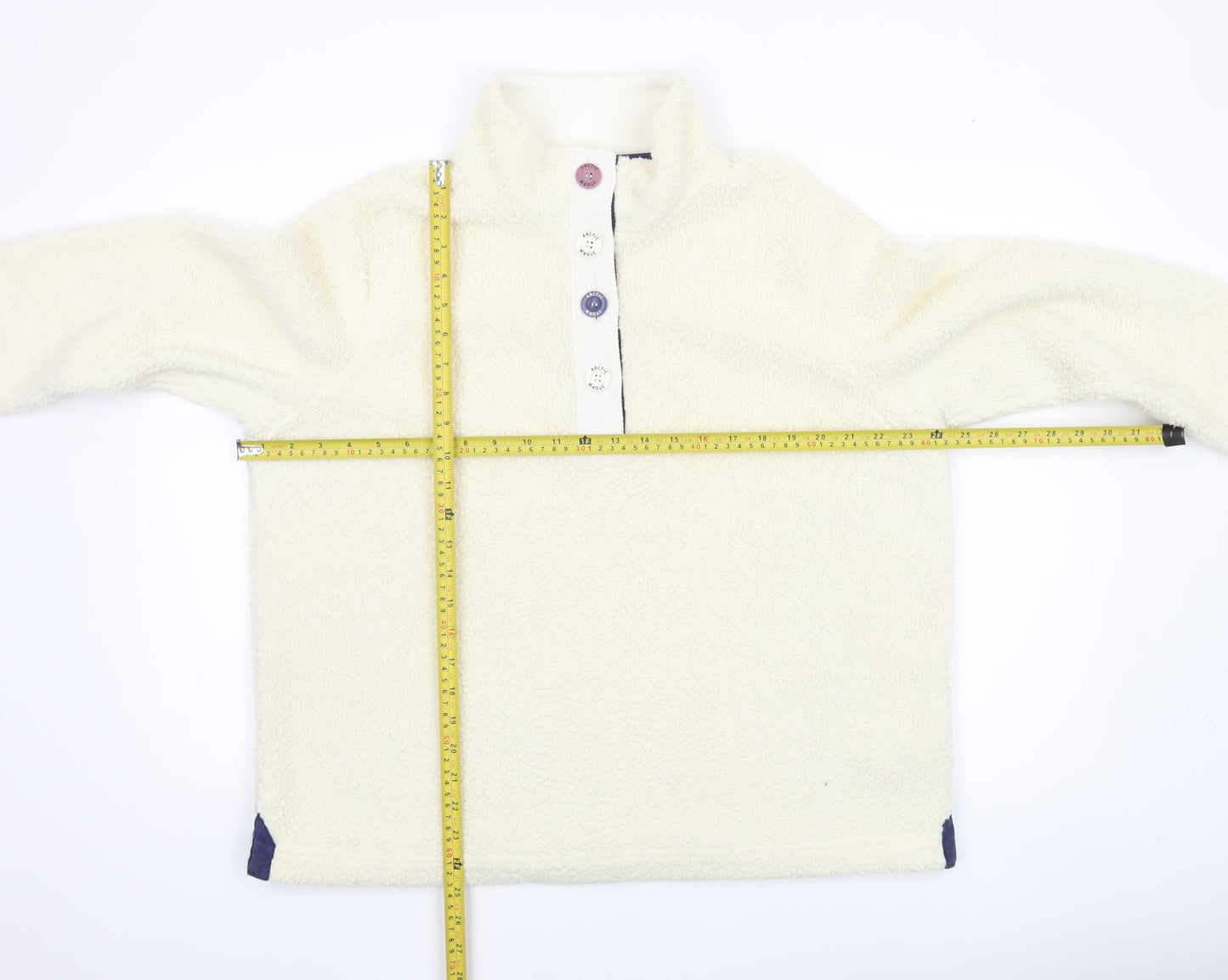 Arctic Storm Women Ivory Fleece Henley Sweatshirt L Warm Pullover