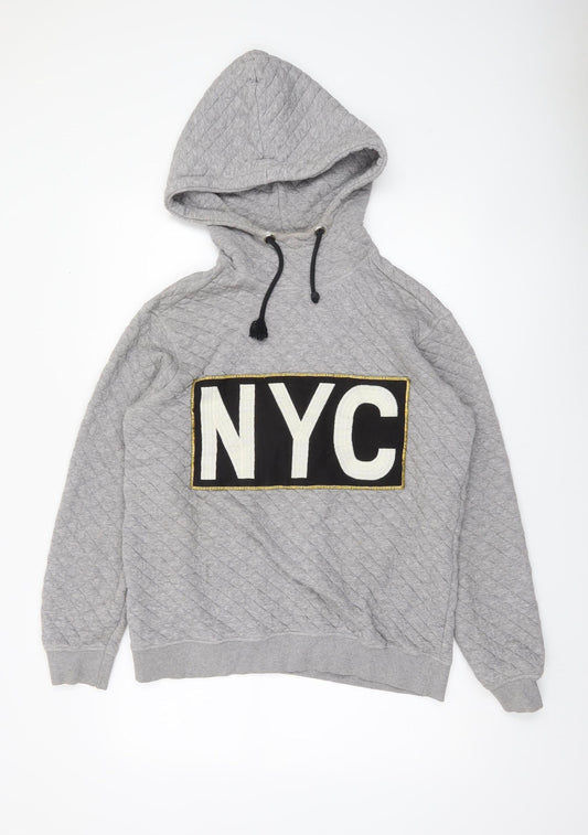 Sofie Schnoor Women’s Grey Quilted NYC Pullover Hoodie Size M