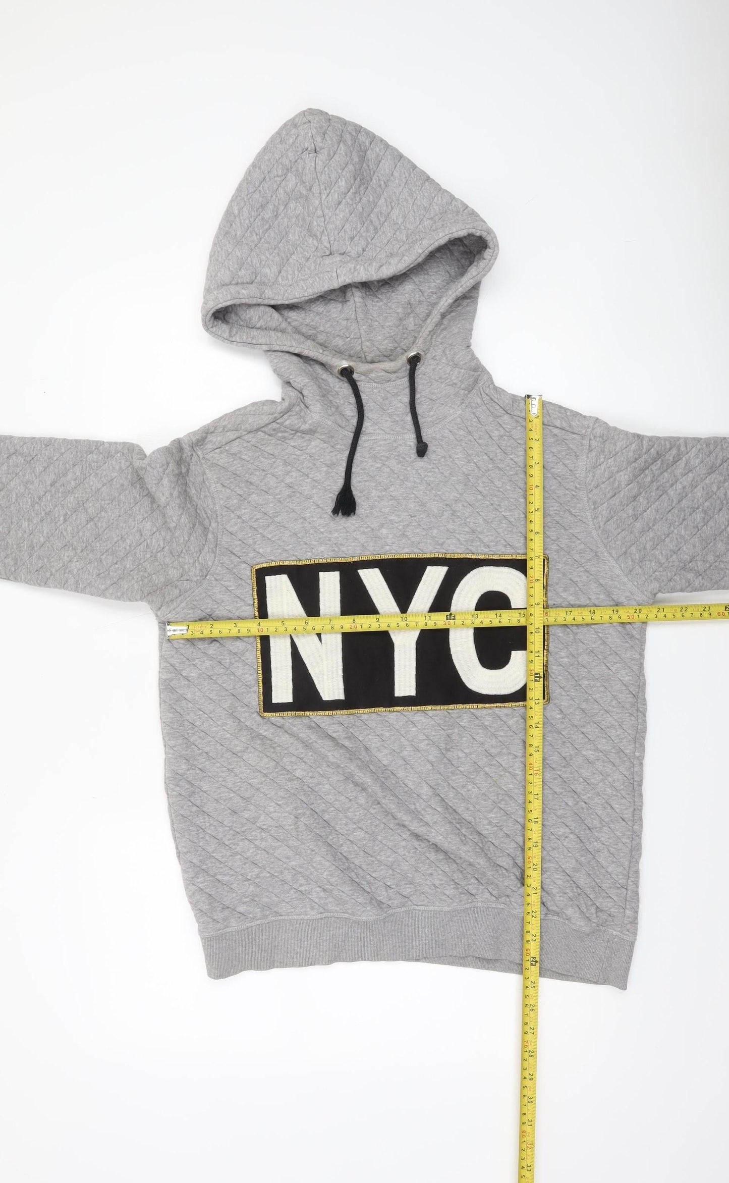 Sofie Schnoor Women’s Grey Quilted NYC Pullover Hoodie Size M