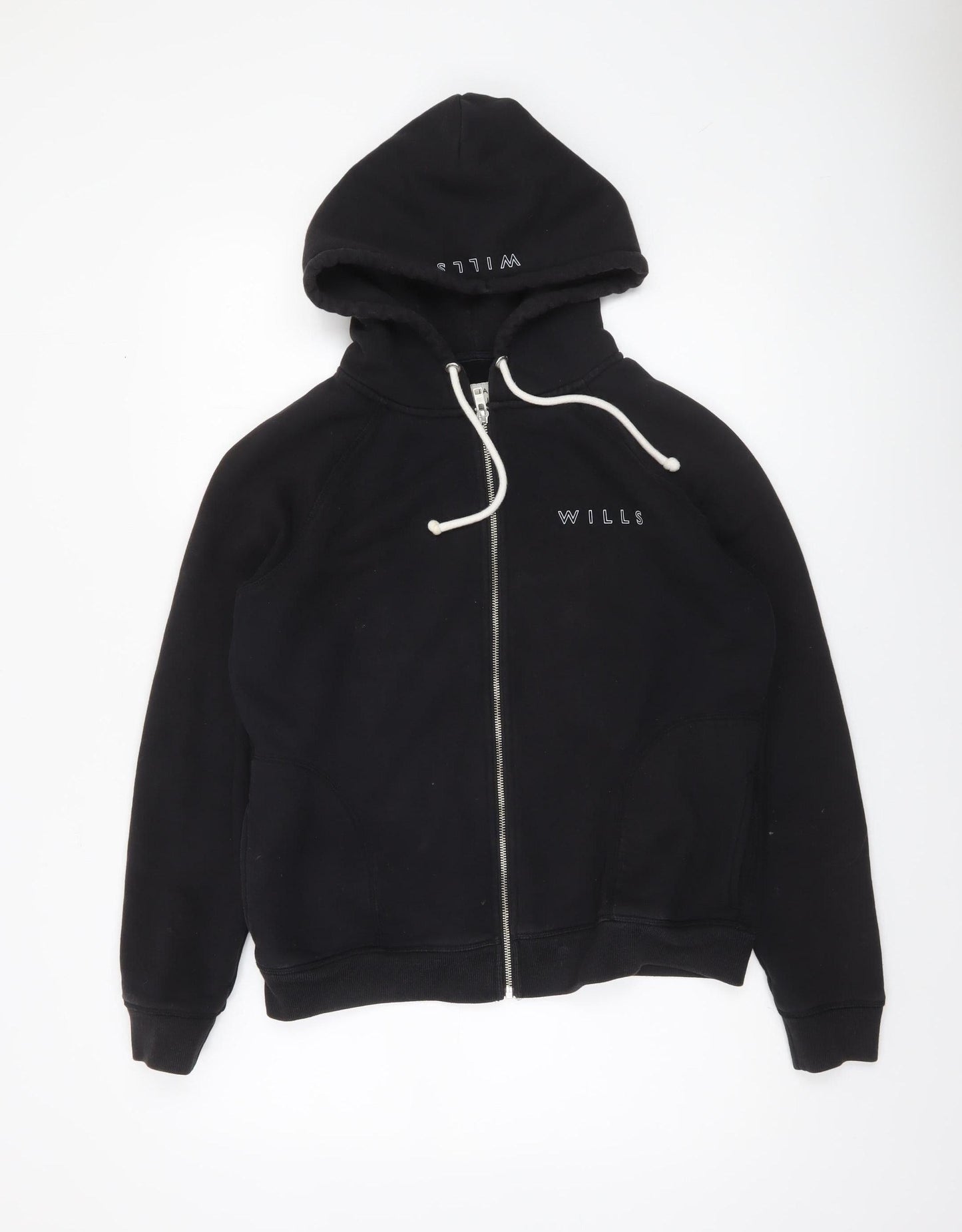 Jack Wills Women's Black Full Zip Hoodie Size 12 Cotton Blend