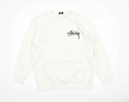 Mens UK S Regular Stussy White Pullover Sweatshirt