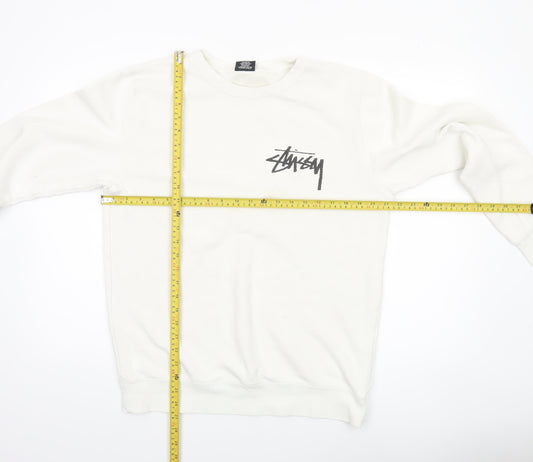 Mens UK S Regular Stussy White Pullover Sweatshirt
