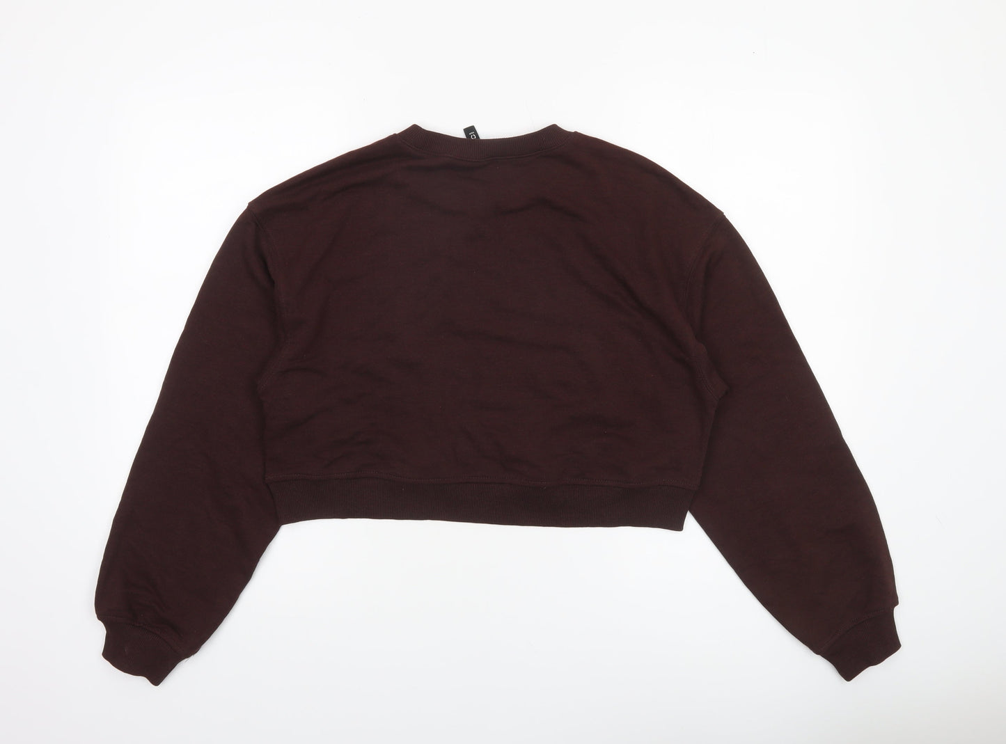 H&M Divided Women Brown Cropped Pullover Sweatshirt Size 12 Cotton Blend