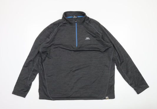 Trespass Mens Grey 2XL Long Sleeve 1/4 Zip Activewear Top