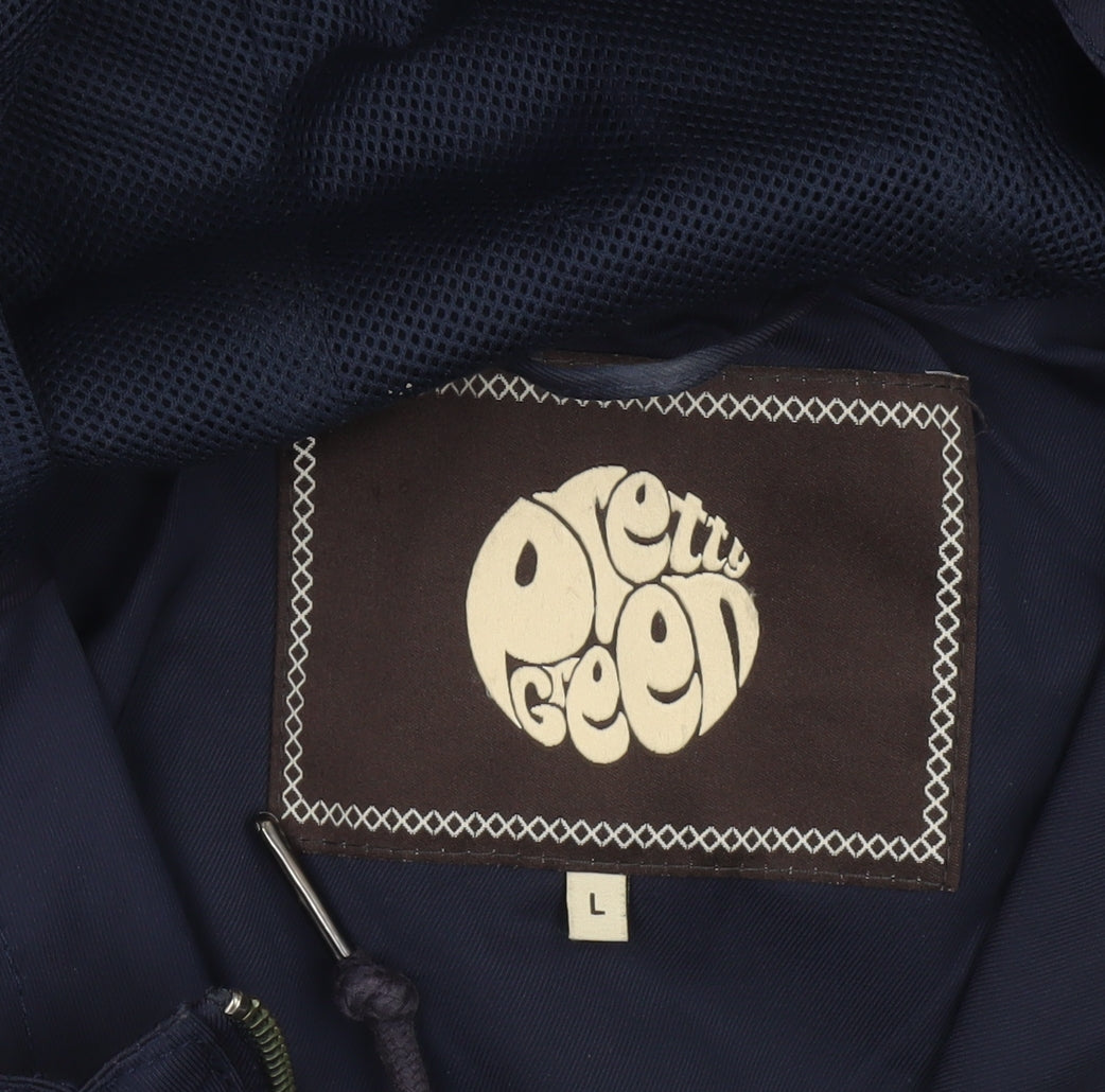 Pretty Green Men's Blue L Hooded Windbreaker Jacket