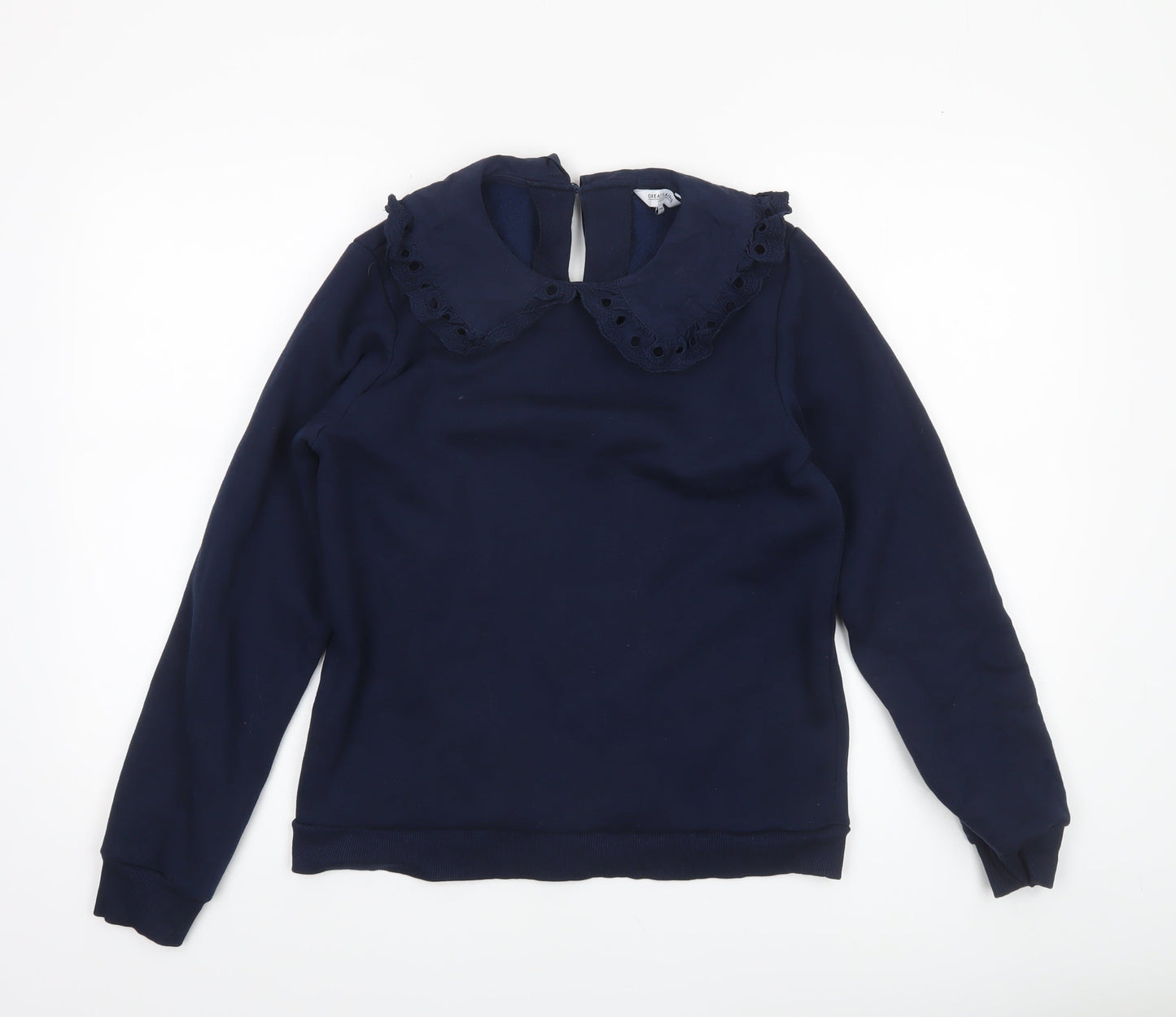 Great Plains Womens Navy Blue Collared Pullover Sweatshirt Size 8 XS