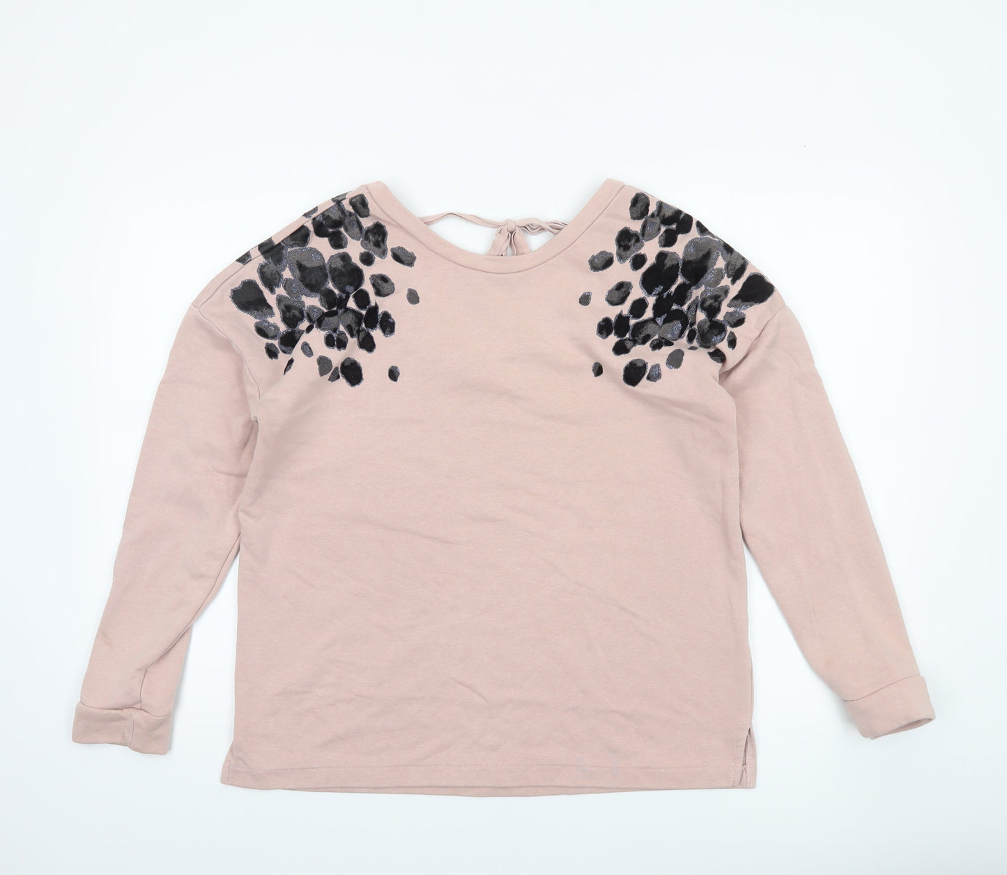 Next Women Pink Leopard Print Long Sleeve Pullover Sweatshirt UK 12