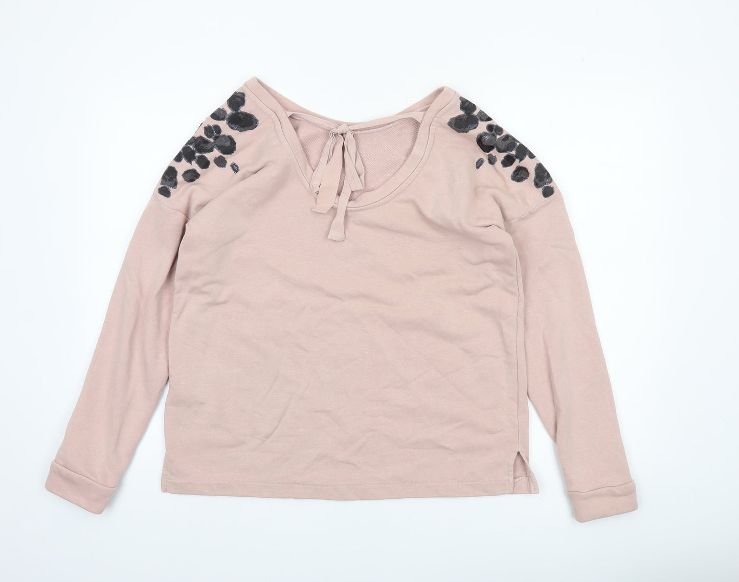Next Women Pink Leopard Print Long Sleeve Pullover Sweatshirt UK 12