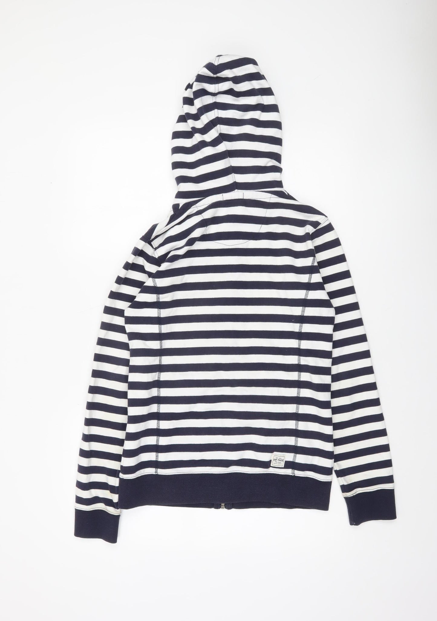 FatFace Women Navy Blue Stripe Full Zip Hoodie Size 10 Cotton Blend