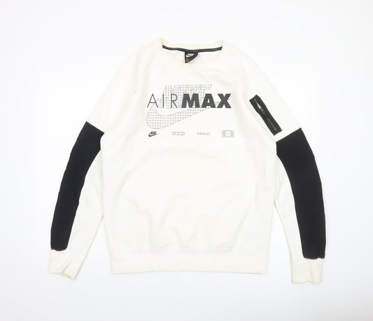 Mens UK M Regular Nike White Pullover Sweatshirt