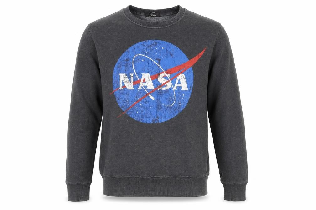 Buzz Aldrin Mens Grey NASA Logo Pullover Sweatshirt XS