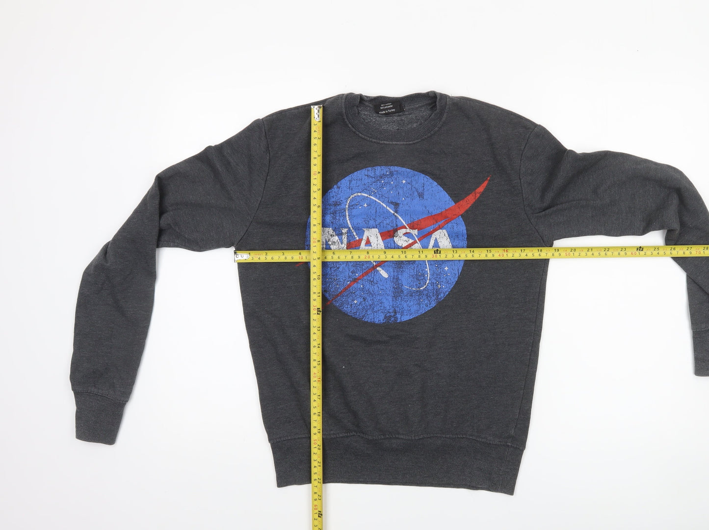 Buzz Aldrin Mens Grey NASA Logo Pullover Sweatshirt XS
