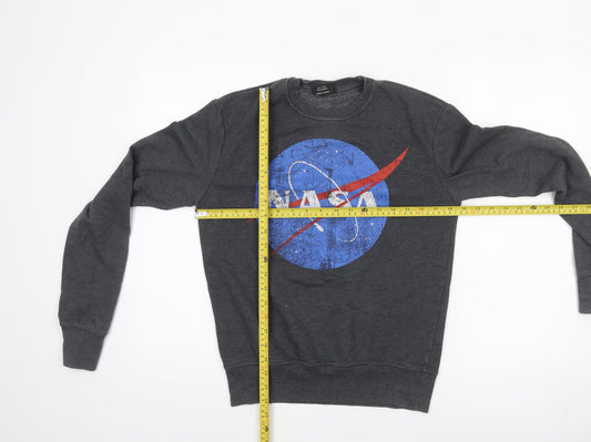 Buzz Aldrin Mens Grey NASA Logo Pullover Sweatshirt XS