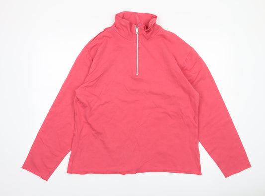 Marks and Spencer Per Una Women Pink 1/2 Zip Pullover Sweatshirt Size 18