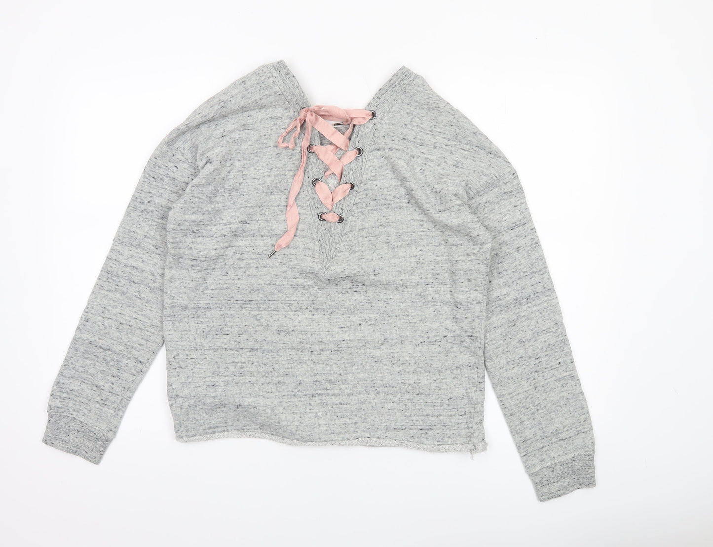 Tally Weijl Womens Grey Lace Up Pullover Sweatshirt Size M