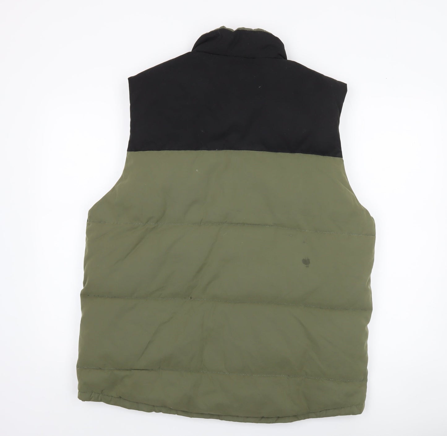 H&M Divided Men's Green Puffer Waistcoat L Regular Full Zip Casual