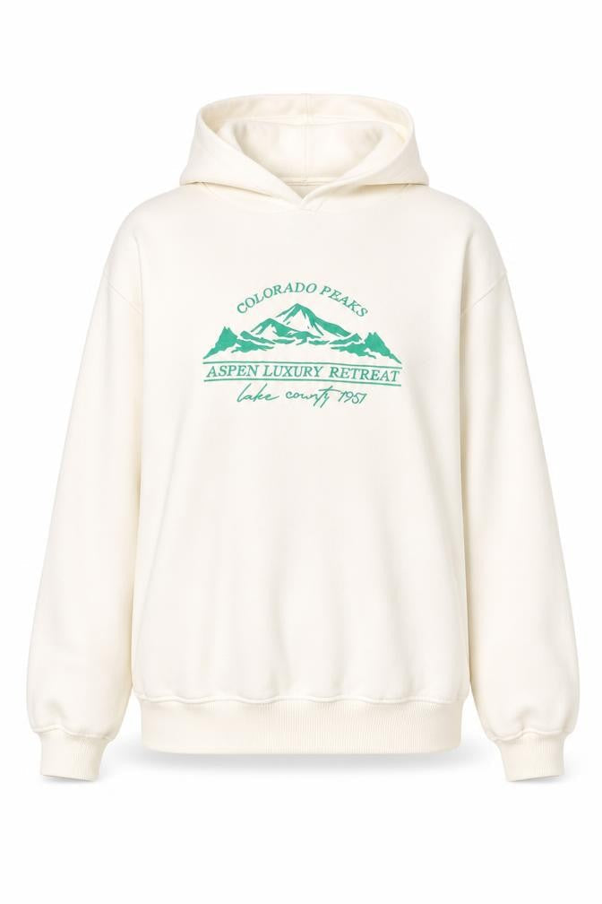 Threadbare Women’s Ivory Pullover Hoodie XS Cotton Blend Aspen Print