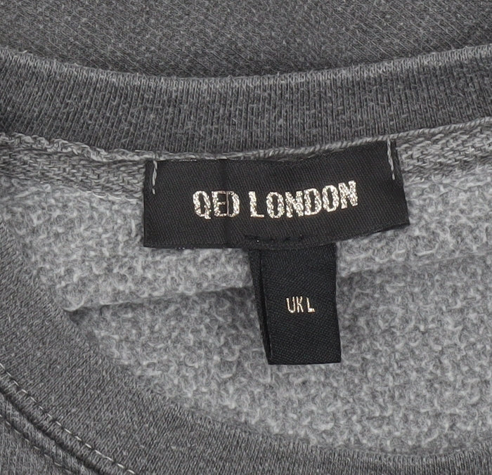 QED London Men's Grey NYC Brooklyn Sweatshirt L Pullover Crew Neck