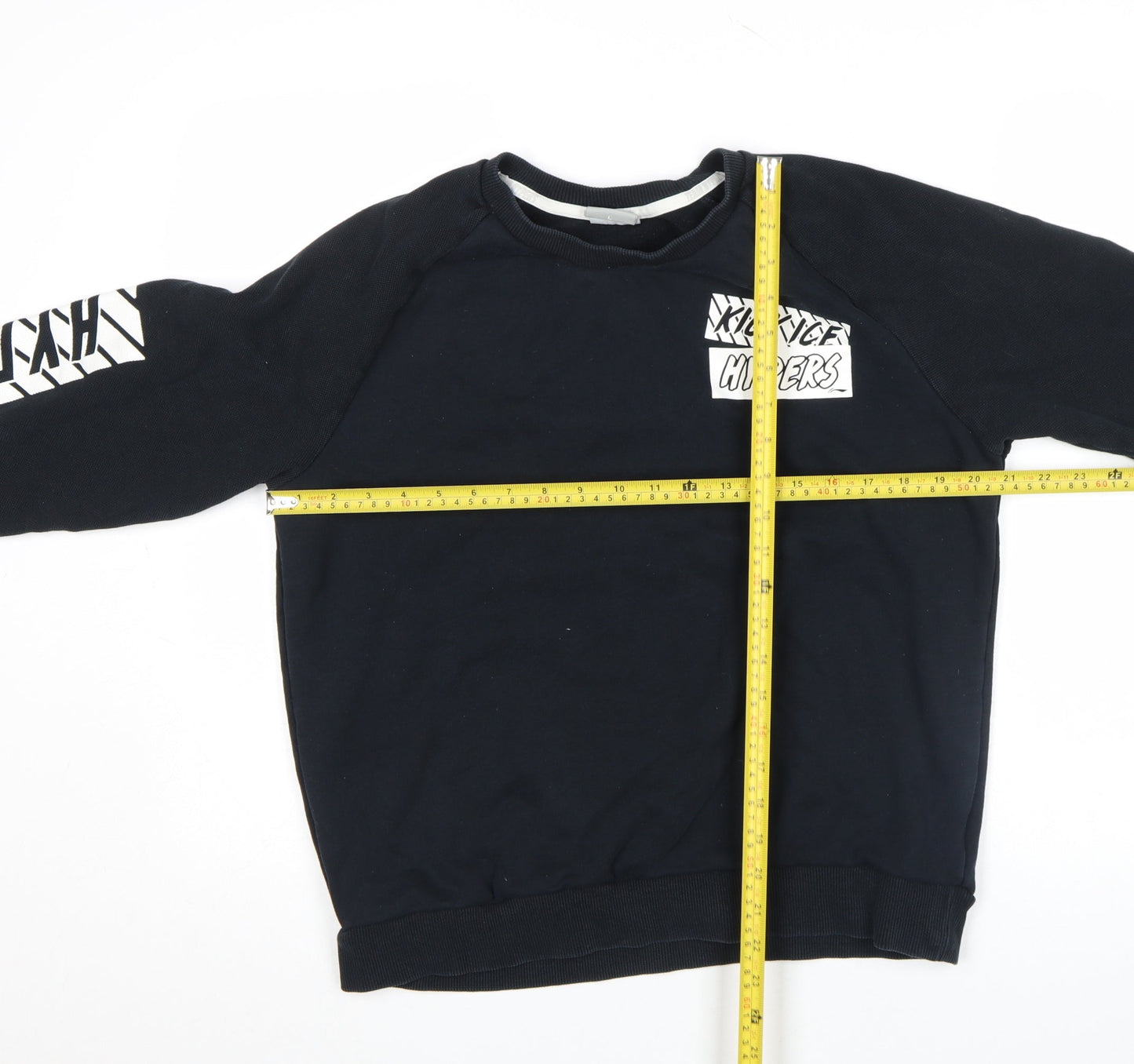 Li-Ning Boys Black Pullover Sweatshirt L Graphic Sports Logo Crew Neck