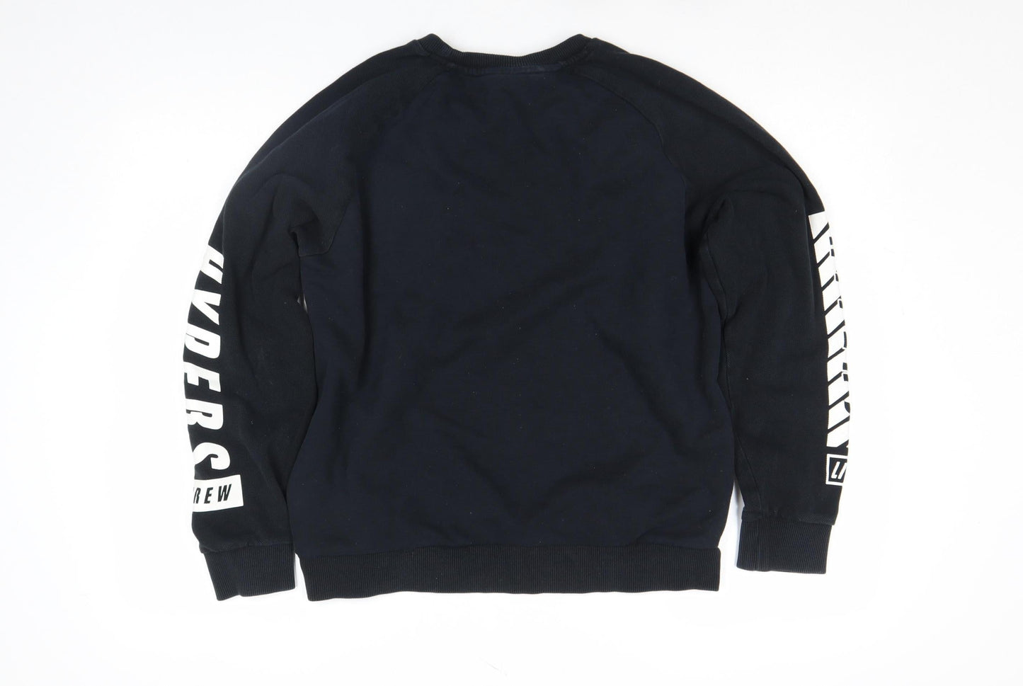 Li-Ning Boys Black Pullover Sweatshirt L Graphic Sports Logo Crew Neck