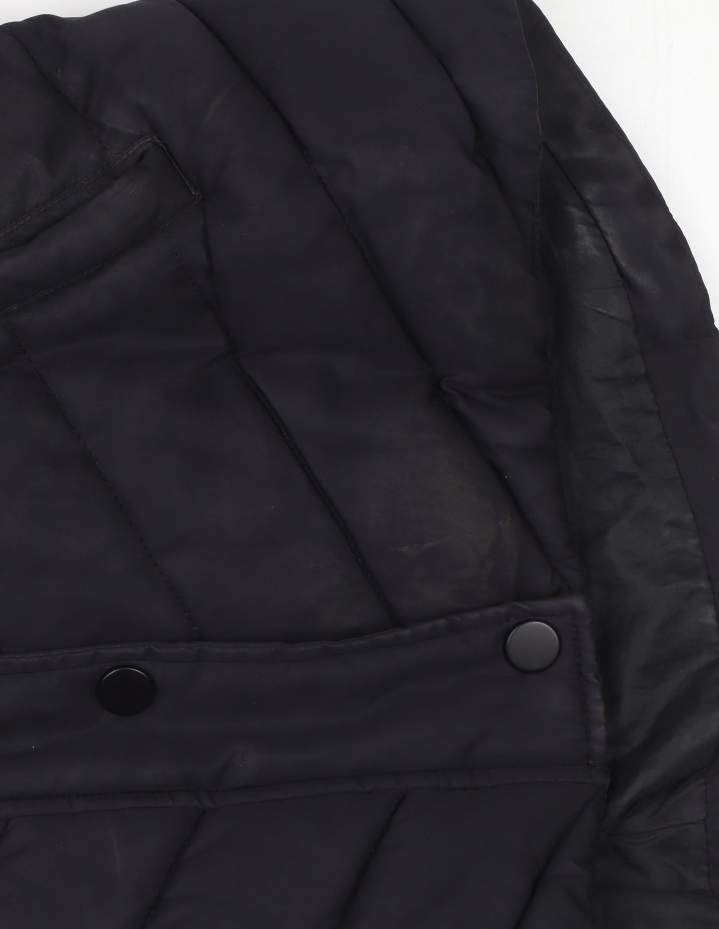 L.O.G.G. Womens Black Faux Fur Hooded Puffer Jacket Size 14