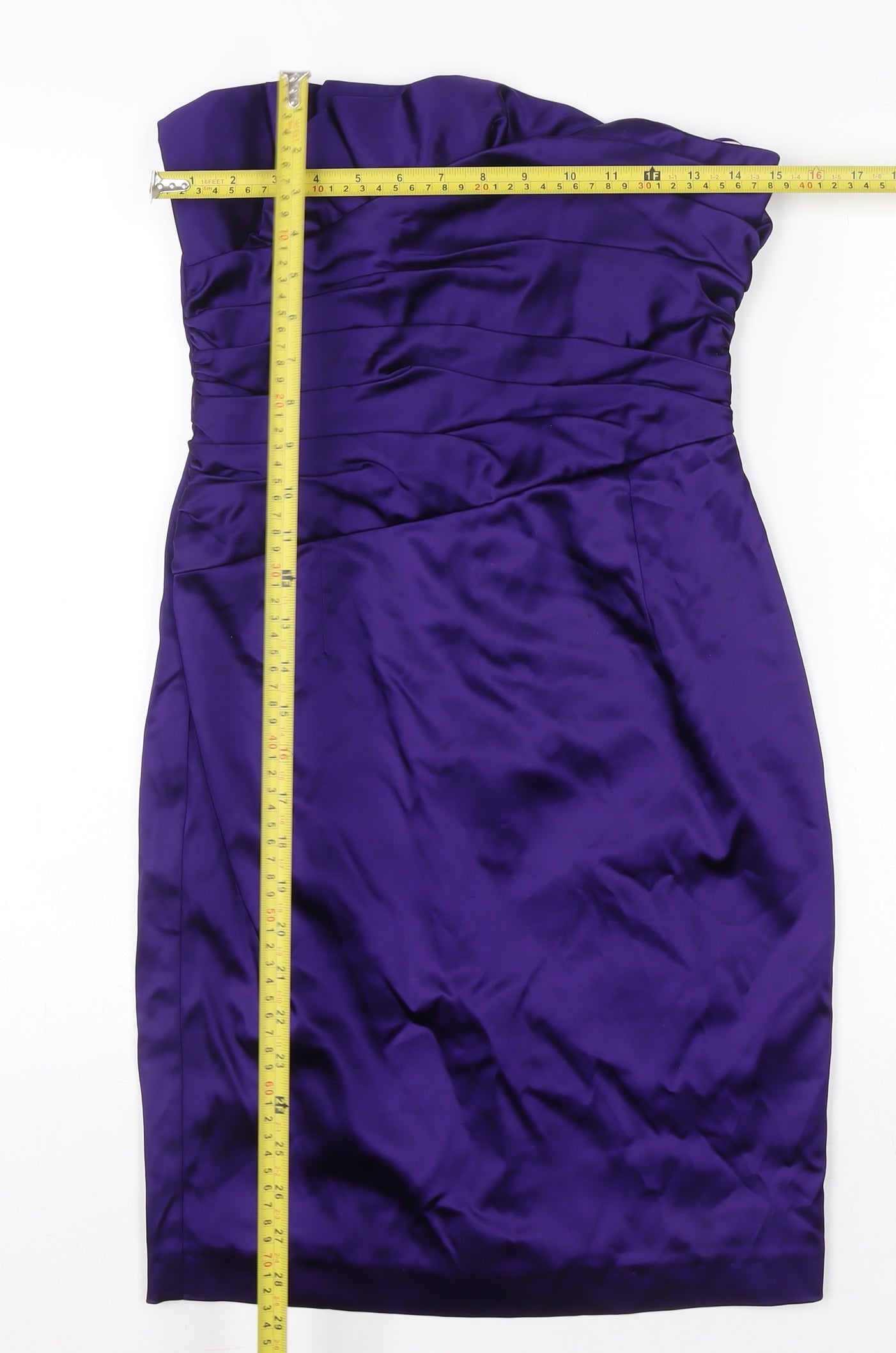 Oasis Women’s Purple Satin Strapless Sheath Dress Size 10