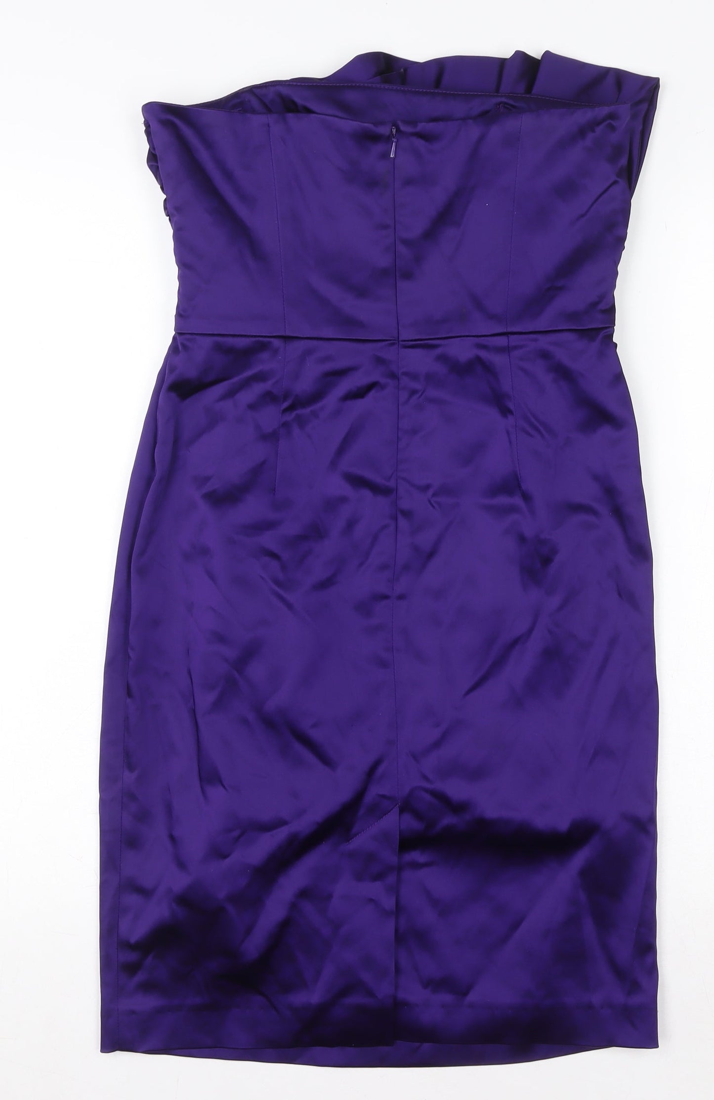 Oasis Women’s Purple Satin Strapless Sheath Dress Size 10