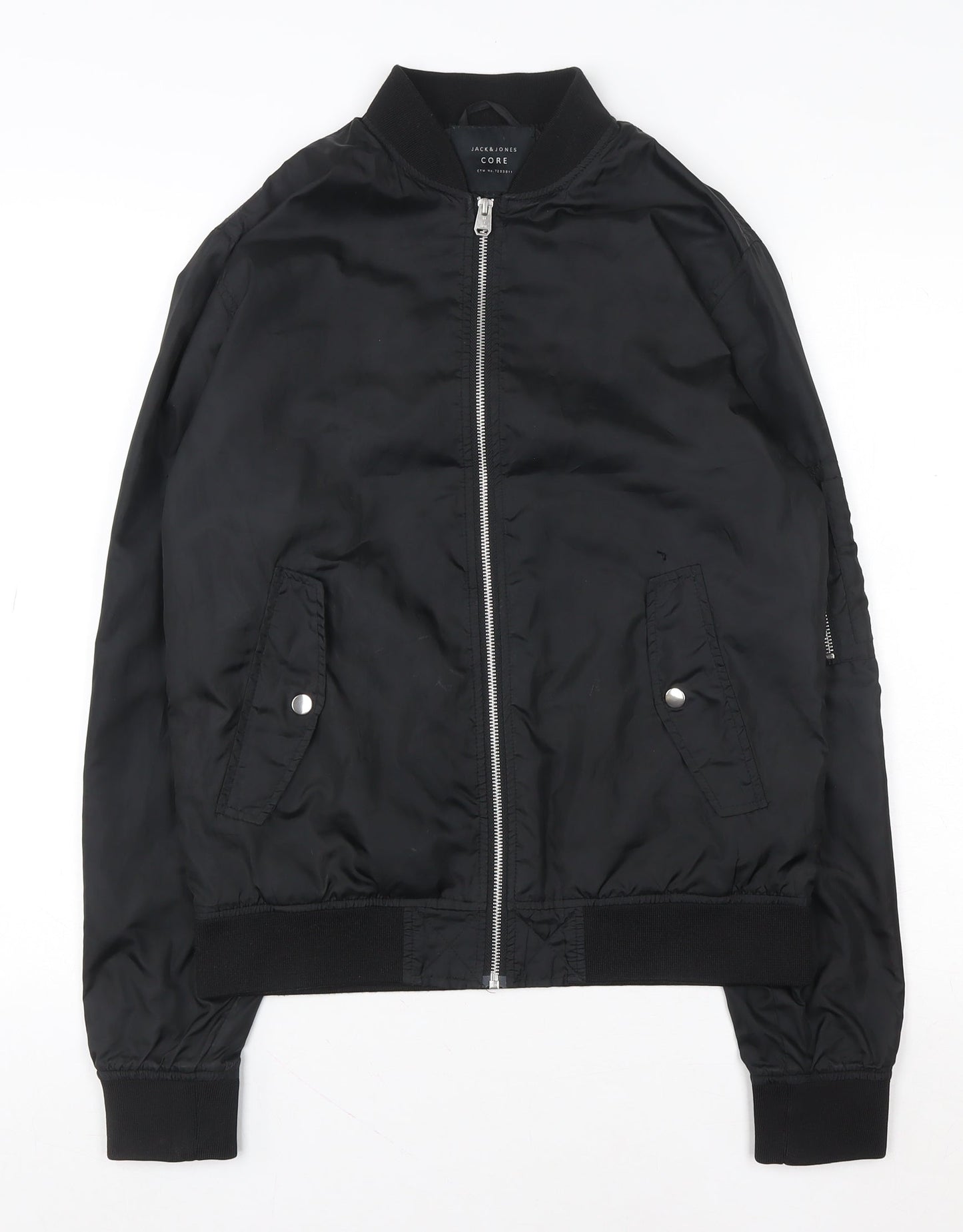 Jack & Jones Men's Black Bomber Jacket Size S Polyester Core Casual