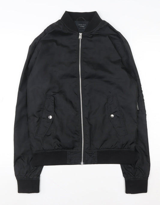 Jack & Jones Men's Black Bomber Jacket Size S Polyester Core Casual