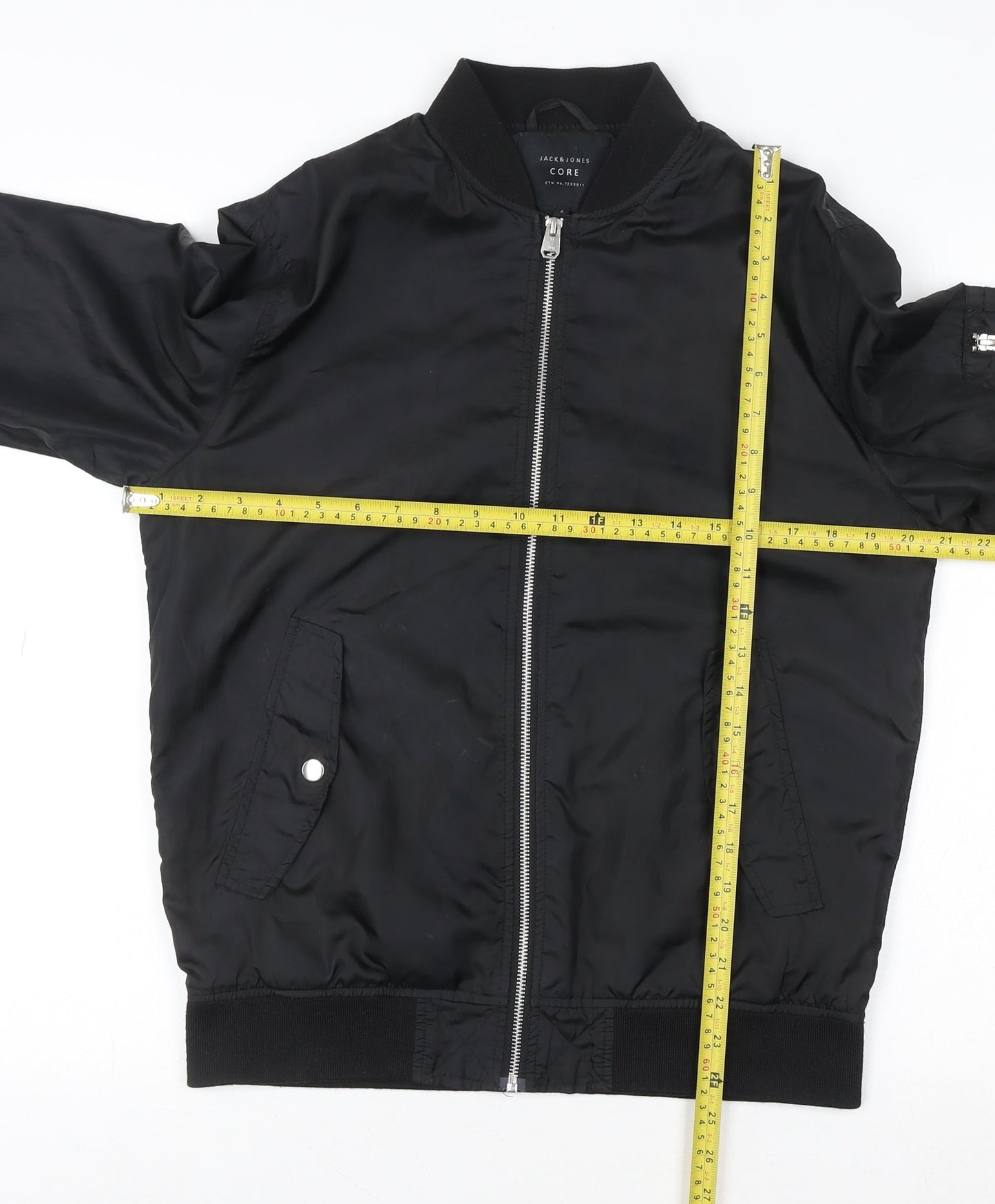 Jack & Jones Men's Black Bomber Jacket Size S Polyester Core Casual