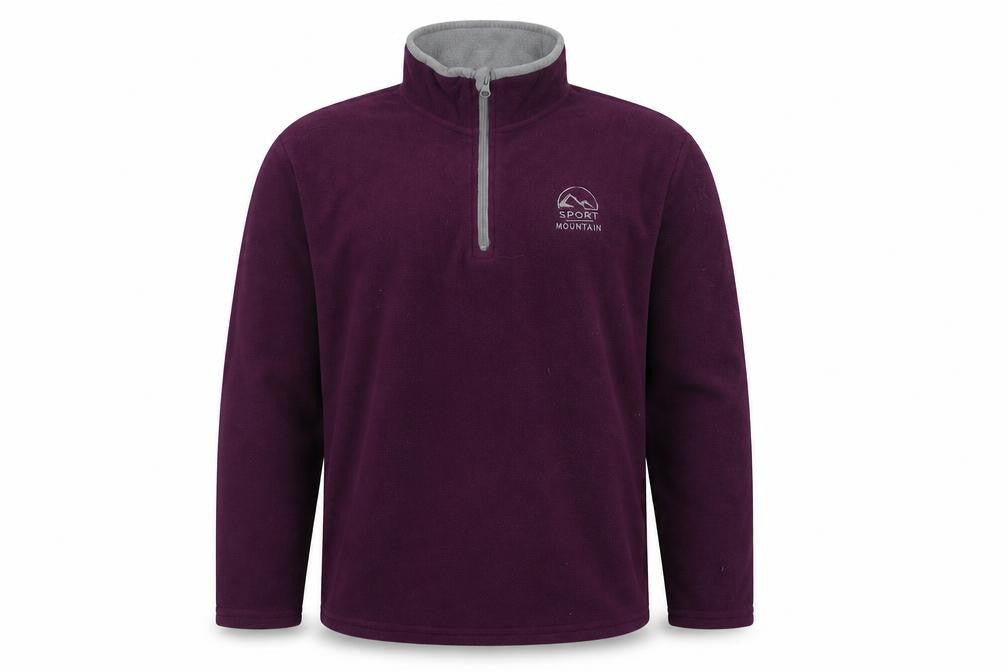 Front view of Atlas for Men Purple Fleece 2XL Pullover Sweatshirt Zip Outdoor Hiking