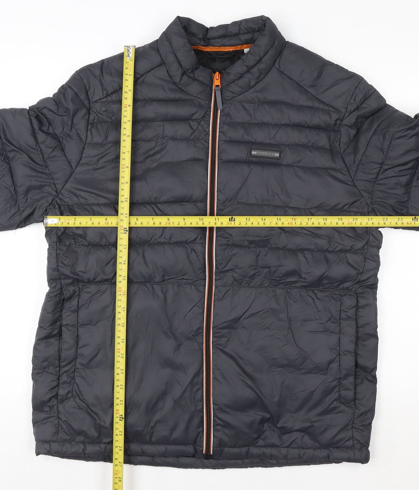 Jack & Jones Men's Black XL Puffer Jacket Lightweight Mid-Length