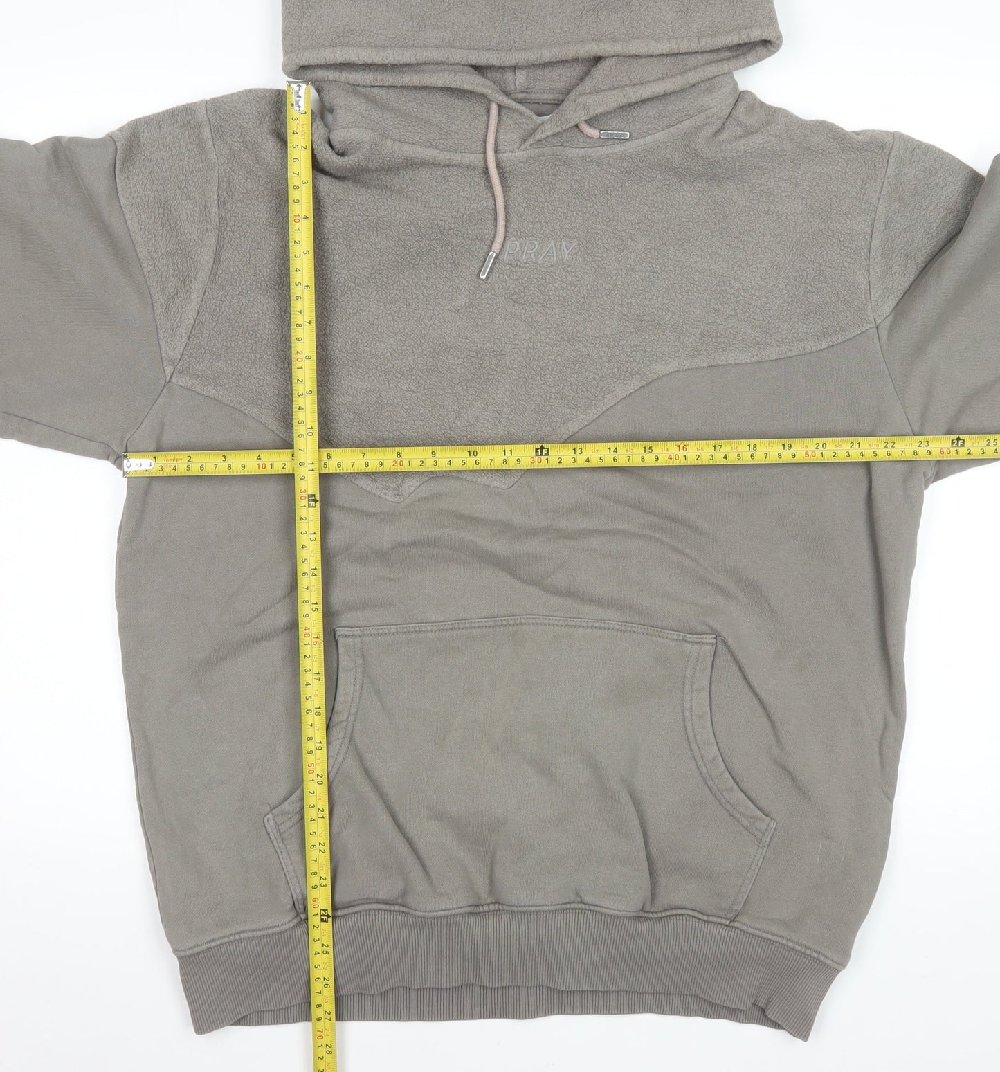 Pray Men’s Grey XL Pullover Hoodie Cotton Fleece Sweatshirt