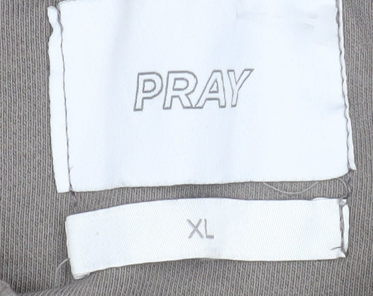 Pray Men’s Grey XL Pullover Hoodie Cotton Fleece Sweatshirt