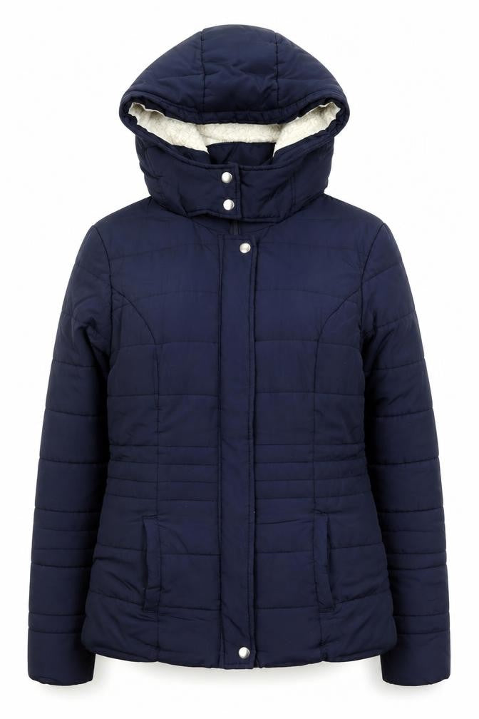 Jacqueline de Yong Women's Blue Size 10 Hooded Puffer Jacket
