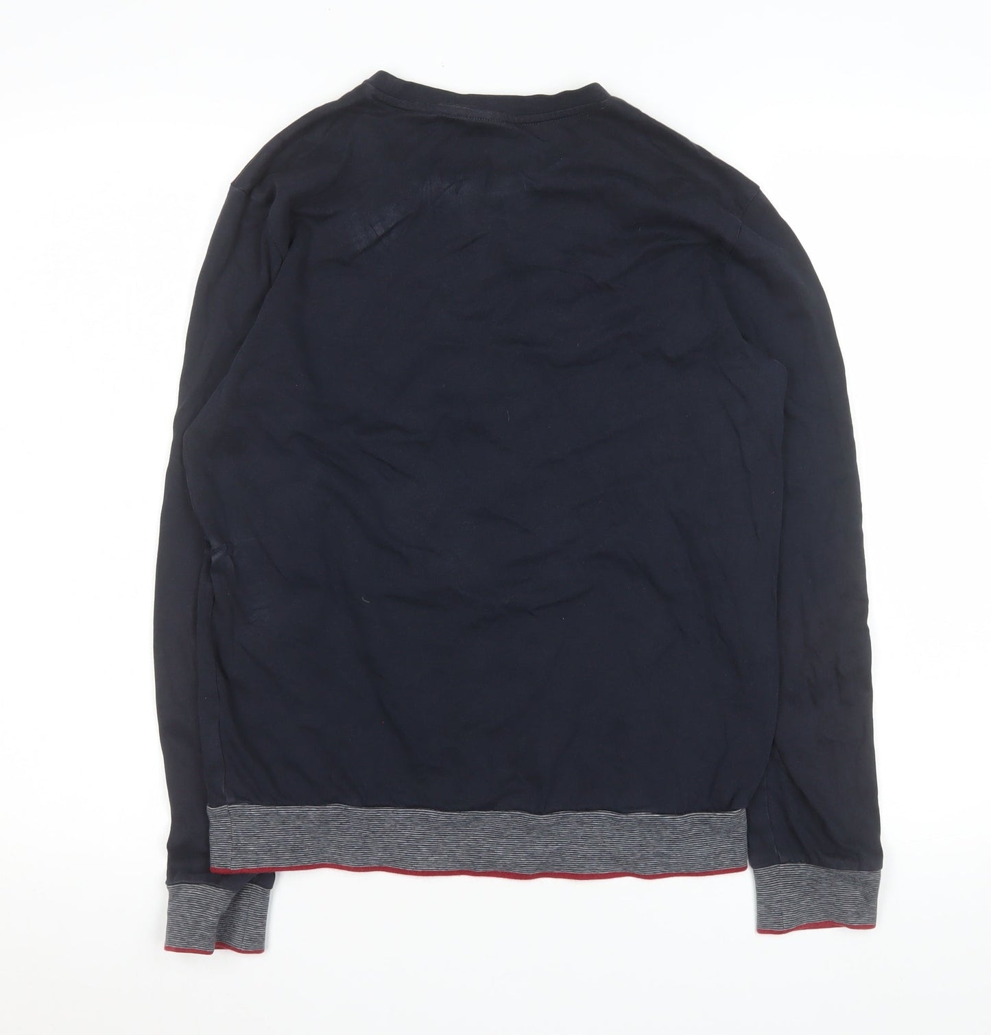 Hugo Boss Mens Blue Small Long Sleeve Cotton Crew Neck Top