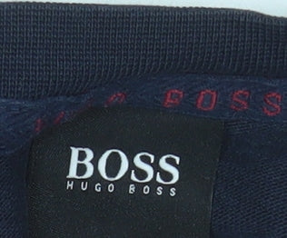 Hugo Boss Mens Blue Small Long Sleeve Cotton Crew Neck Top