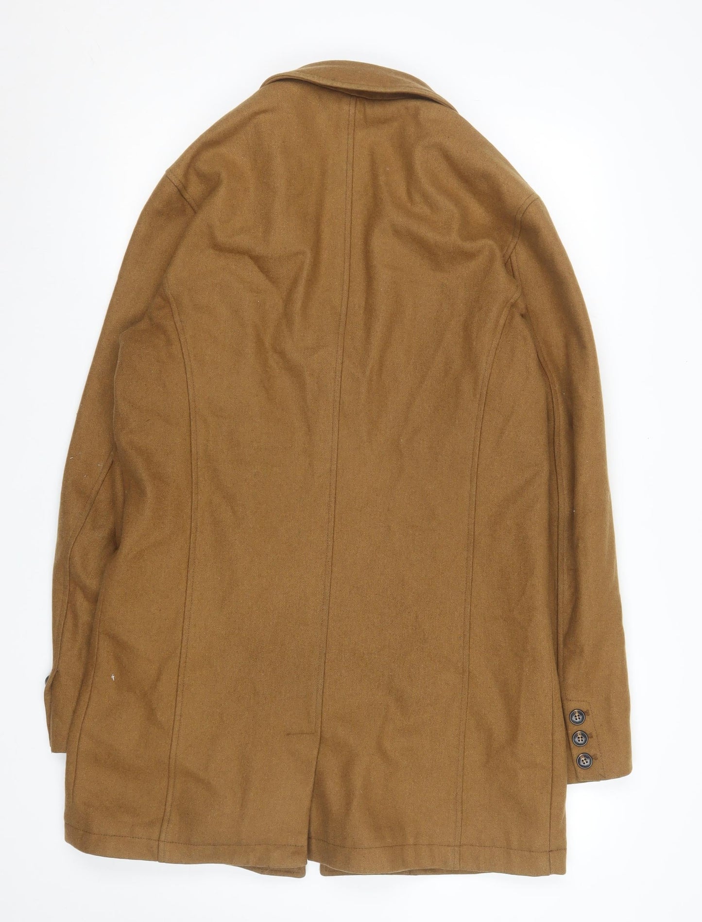 Pull & Bear Men's Brown Wool Blend Mid-Length Overcoat L
