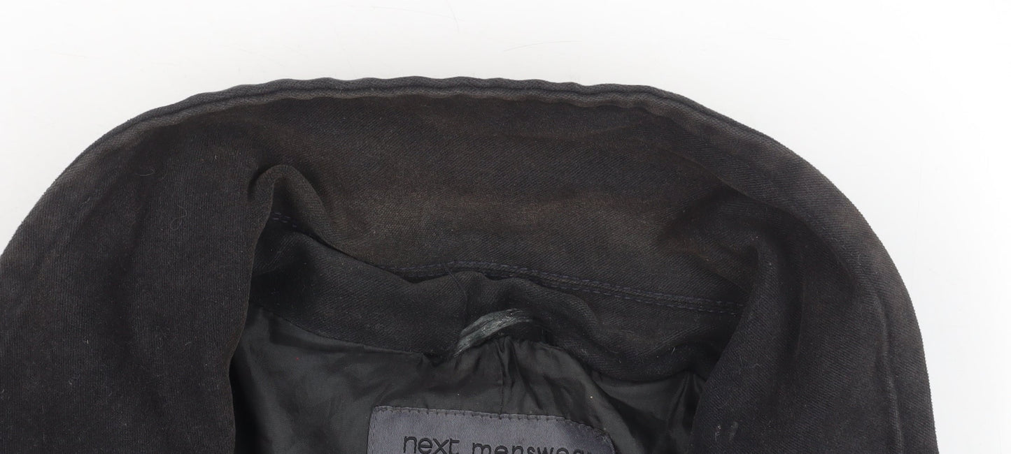 Next Mens Black Cotton Overcoat L Regular Fit Mid-Length Jacket